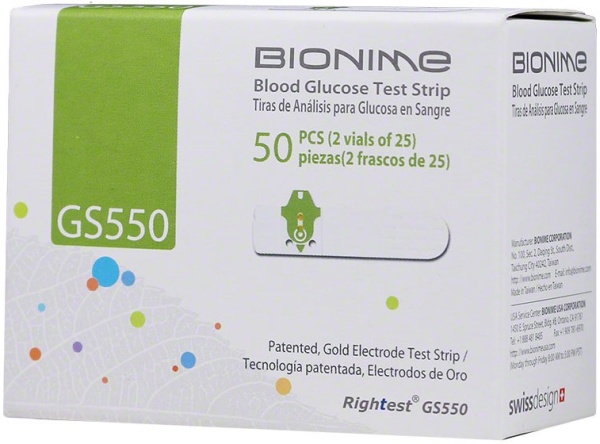 Тест-полоски Rightest GS550 для глюкометра BIONIME GM550 Тест-полоски Rightest GS550 для глюкометра BIONIME GM550