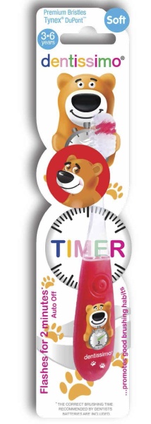 Детская зубная щетка Dentissimo Kids Timer 3-6 лет (красная) Детская зубная щетка Dentissimo Kids Timer 3-6 лет (красная)