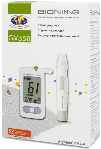 Глюкометр BIONIME Rightest GM550 Глюкометр BIONIME Rightest GM550