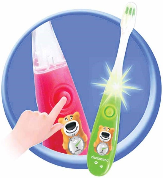 Детская зубная щетка Dentissimo Kids Timer 3-6 лет (зеленая) Детская зубная щетка Dentissimo Kids Timer 3-6 лет (зеленая)