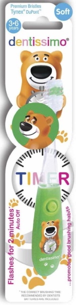 Детская зубная щетка Dentissimo Kids Timer 3-6 лет (зеленая) Детская зубная щетка Dentissimo Kids Timer 3-6 лет (зеленая)
