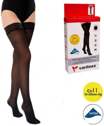 Антиварикозные чулки выше колен Varitex 931 с закрытым носком ( I класс )